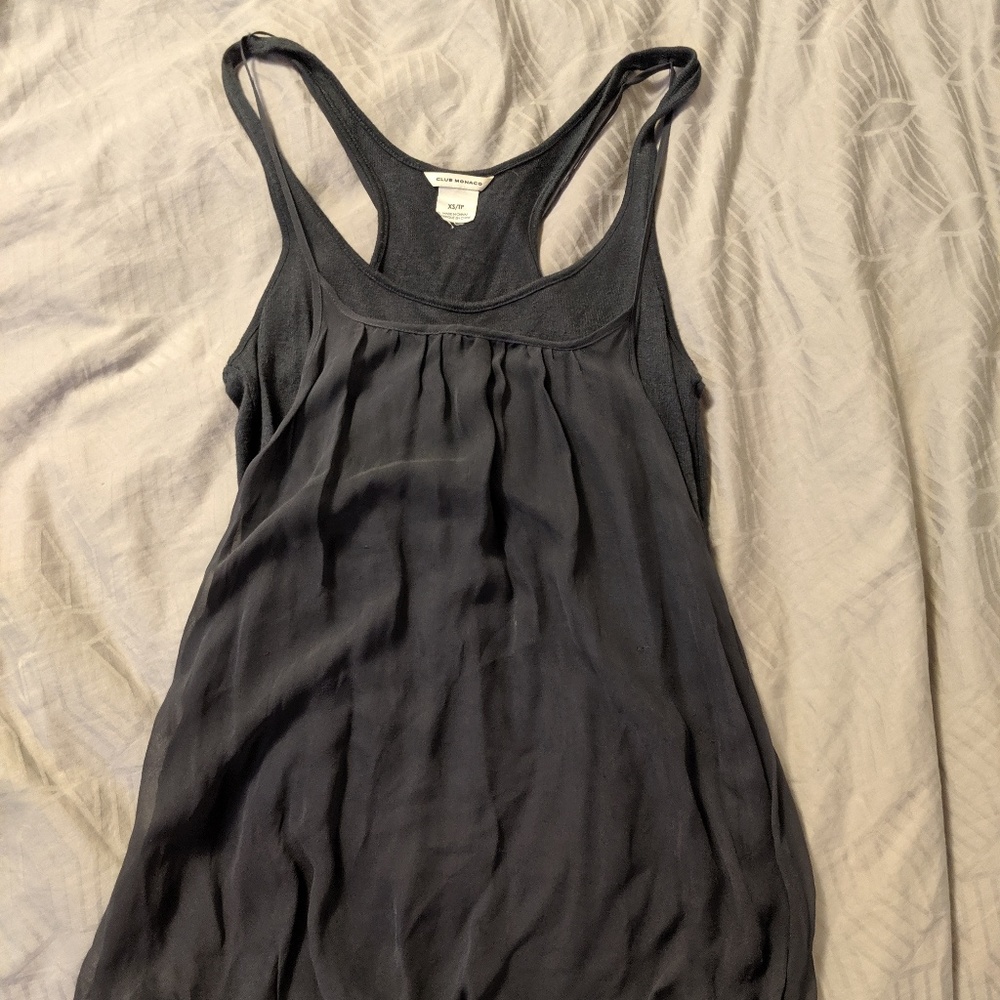 club Monaco tank with silk overlay